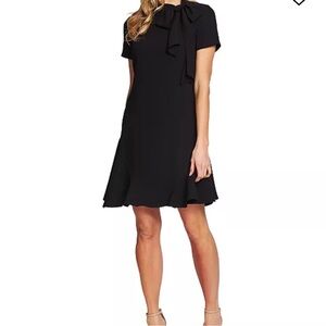 CeCe Women's Short Sleeve A-Line Bow Tie Neck Dress
